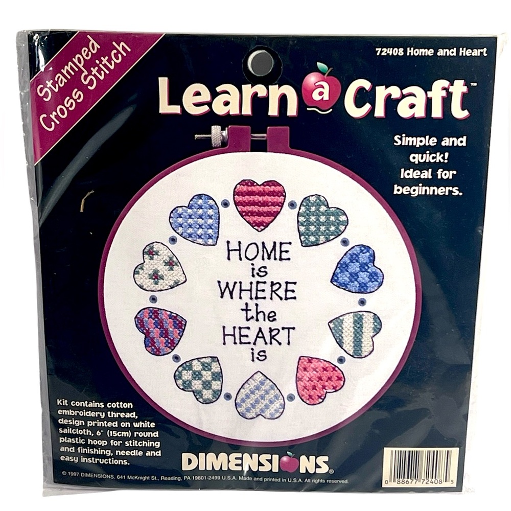 Vintage Beginners Stamped Cross Stitch Kit - Home and Heart by Dimensions